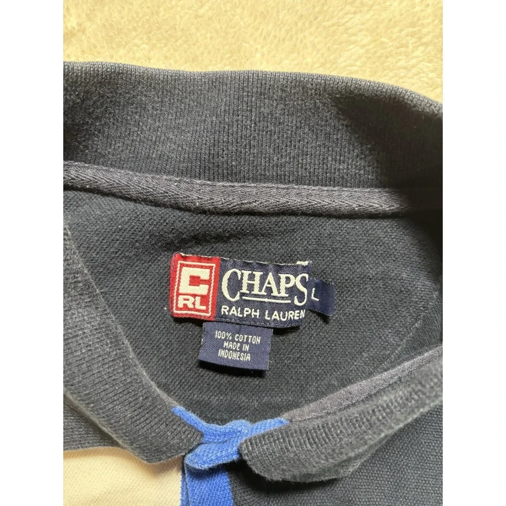 Vintage Striped Chaps Ralph Lauren Polo Shirt RL Logo Patch Size Large
